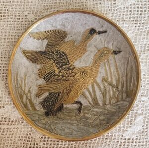 Vintage Solid Brass Duck Hanging Plate